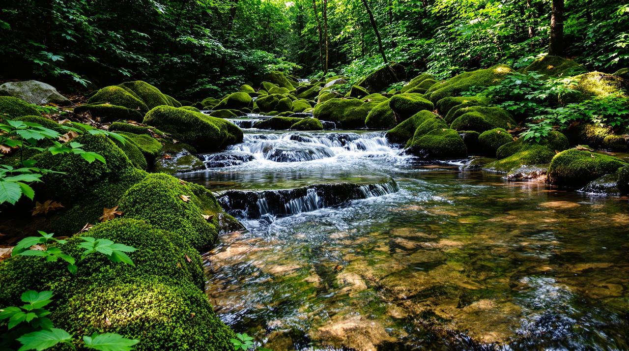 免费a视频 - 溪流与青苔的低语，水声疗愈类治愈短视频